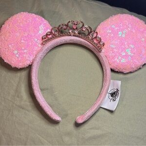 Disney Pink Sequin Princess Tiara Mouse Ear Headband